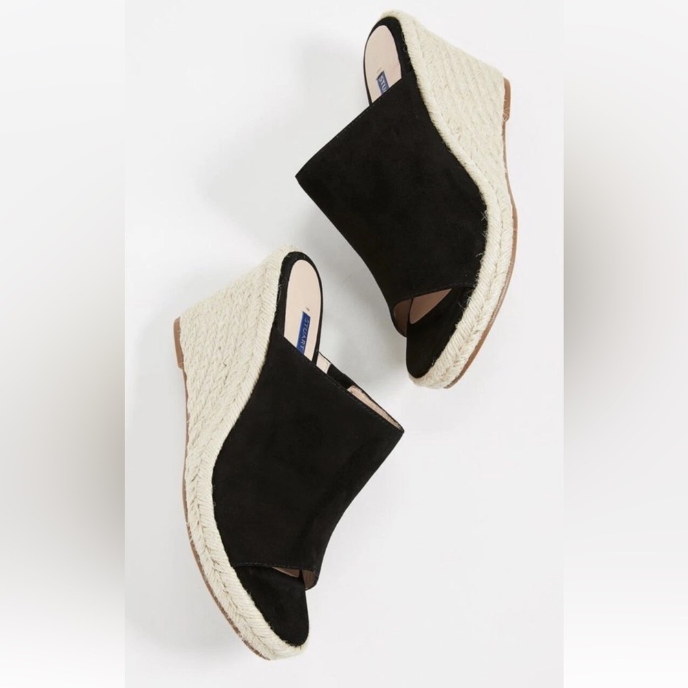 Stuart Weitzman Black Espadrille Wedges Size 7.5 M - Picture 2 of 16